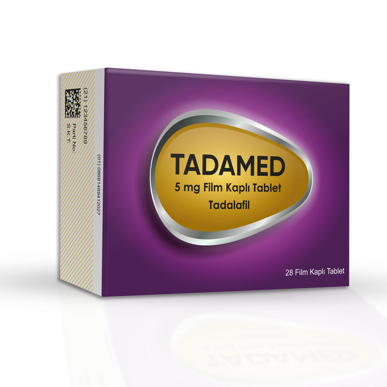 Tadamed 5 mg 28 film tablet ilaç kutusunun ön yüzünü gösteren ürün görseli