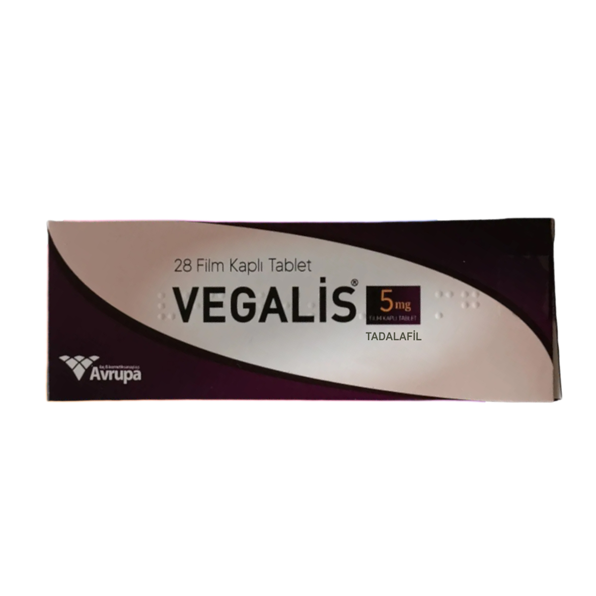 Vegalis 5 mg 28 tablet ürün kutusu, ön yüzde ürün adı ve tablet dozu görünüyor