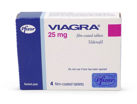 Viagra 25 mg 8 tabletlik ilaç kutusu, ön yüzde ürün adı ve doz bilgisi görünüyor