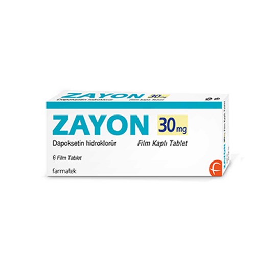 Zayon 30 mg 6 tabletlik ilaç kutusunun ön yüzü, ürün adı ve doz bilgisi görünüyor